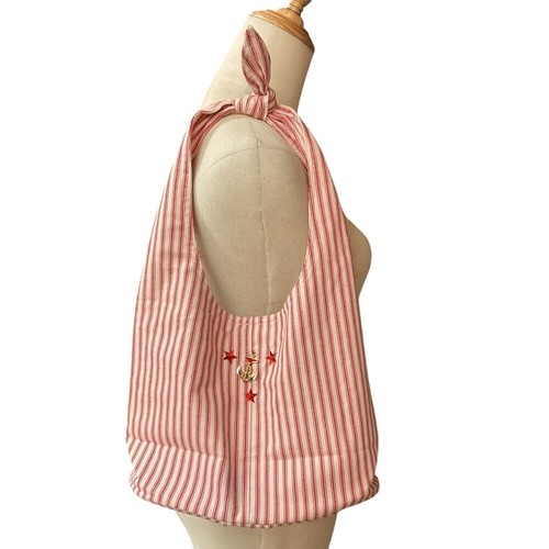 Borsa hobo righe rossa - a,